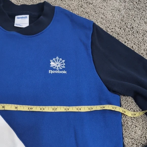 Vintage Reebok Sweatshirt Men's size Small Gender Neutral Blue Color Block - Picture 5 of 9